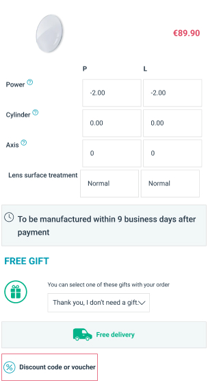 Discount voucher for uploading your glasses prescription