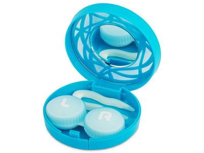 Lens Case with mirror - blue ornament